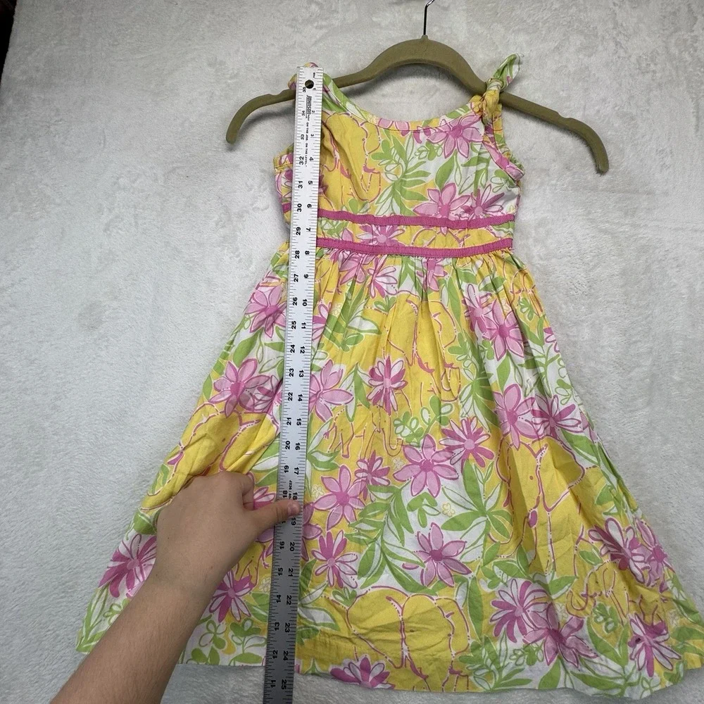 Vintage Lilly Pulitzer Girls Dress Size 5 Floral Tie Shoulder Sundress Cotton